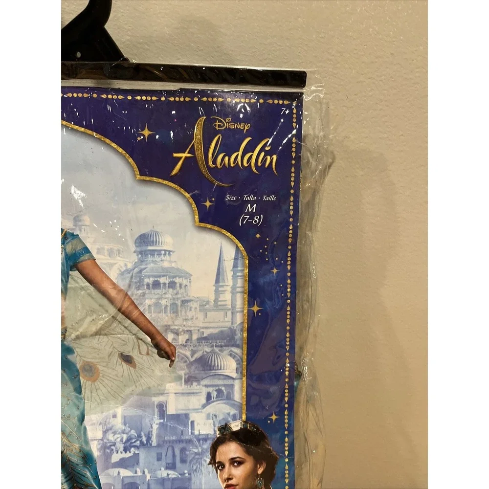 Jasmine Teal Classic Disney Aladdin Movie Fancy Dress Up Halloween Child Costume